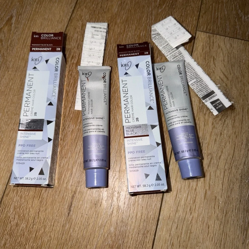 Ion Color Brilliance Permanent Crème Hair‎ Color Midnight Blue Black 2B Lot Of 2